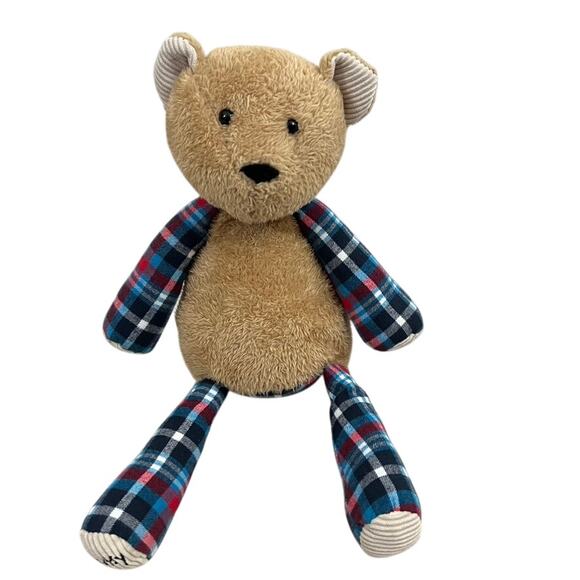 Scentsy Buddy Teddy Bear Blue Red Plaid Arms Legs No Scent Pack - Picture 1 of 12